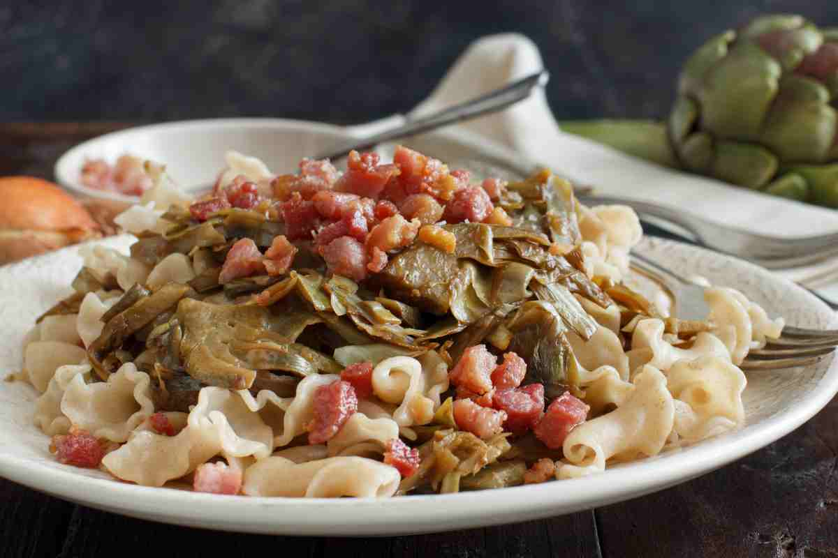 Pasta carciofi e pancetta