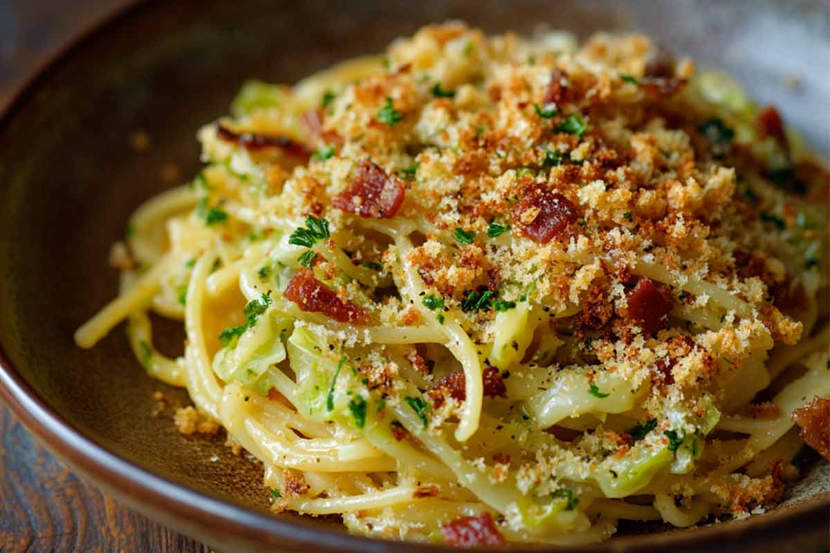 Pasta con il cavolo cappuccio, primo piatto economico e saporito che è insolito ma leggero e buonissimo