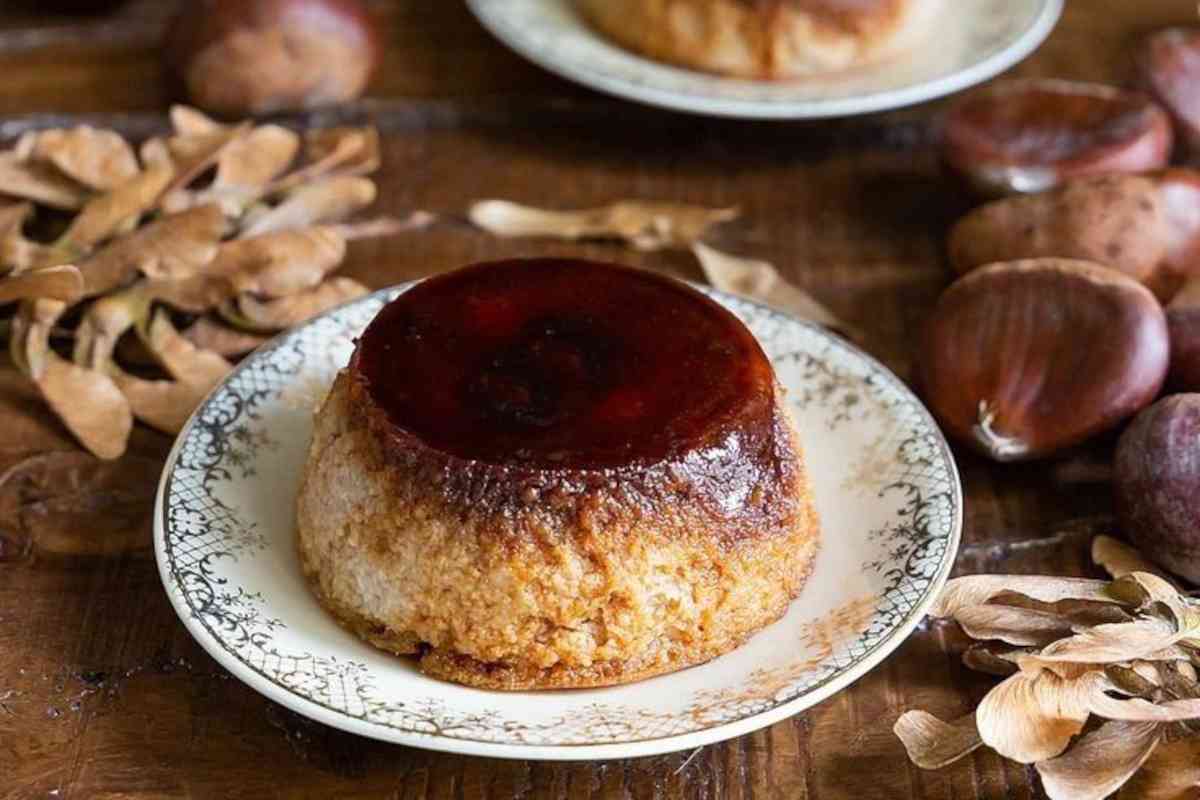 Flan di castagne con caramello