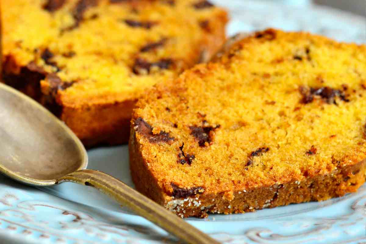 fetta di torta zucca e cioccolato in un piatto