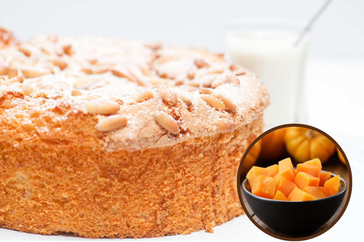 torta allo yogurt con zucca e mandorle