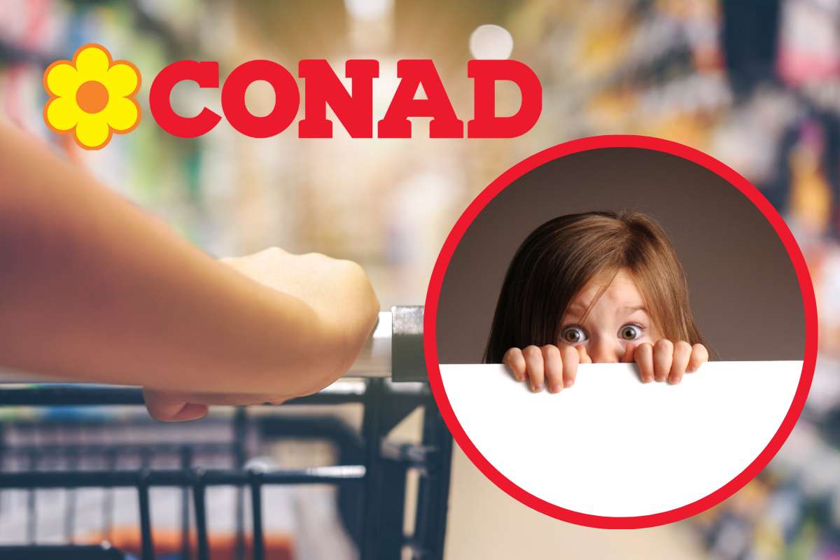 Un carrello della spesa ed il logo di Conad