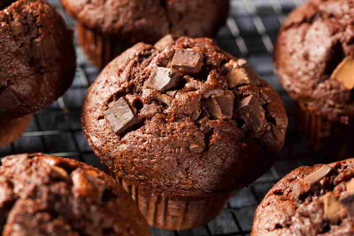 Muffin al cioccolato su una gratella