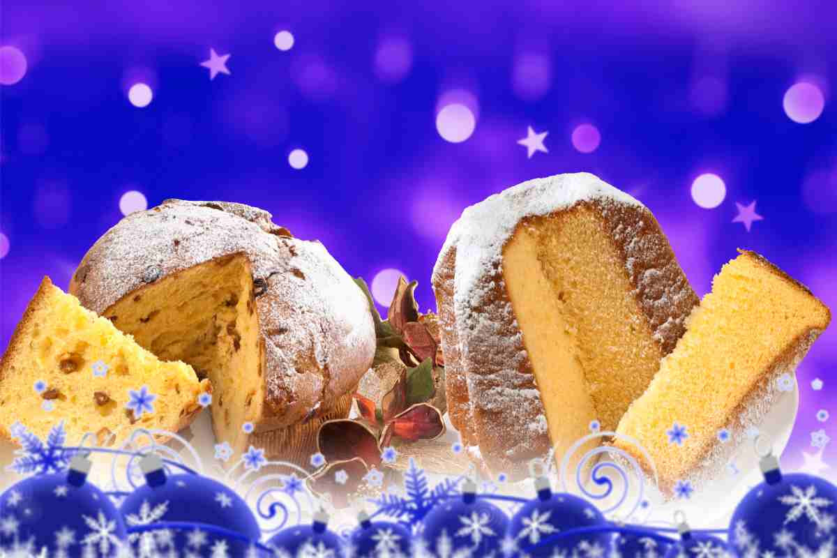 Un panettone ed un pandoro affettati