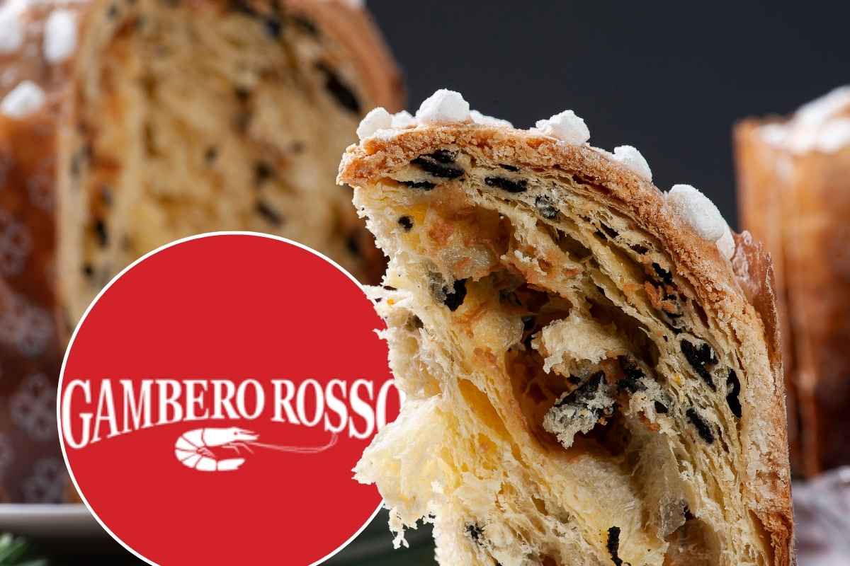 fetta di panettone e logo gambero rosso