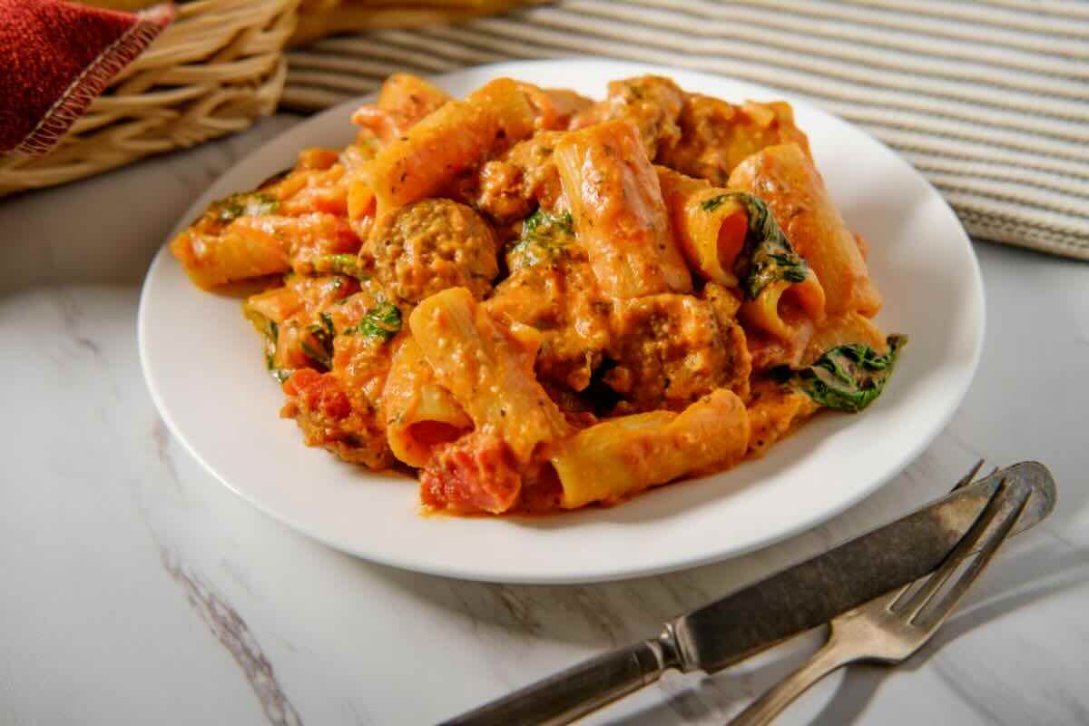 Rigatoni con sugo salsiccia