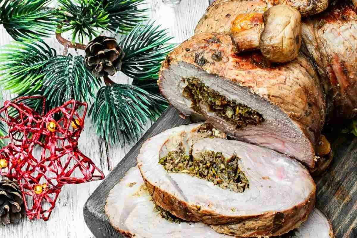 rollè di tacchino con ripieno di olive e pistacchi