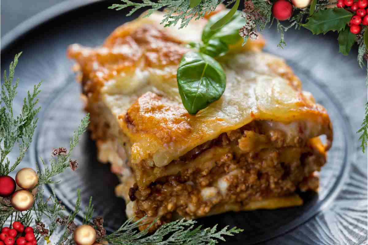 Una porzione di lasagne