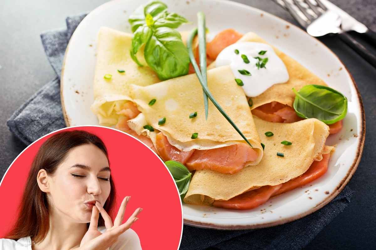 piatto di crepes e ragazza nel riquadro