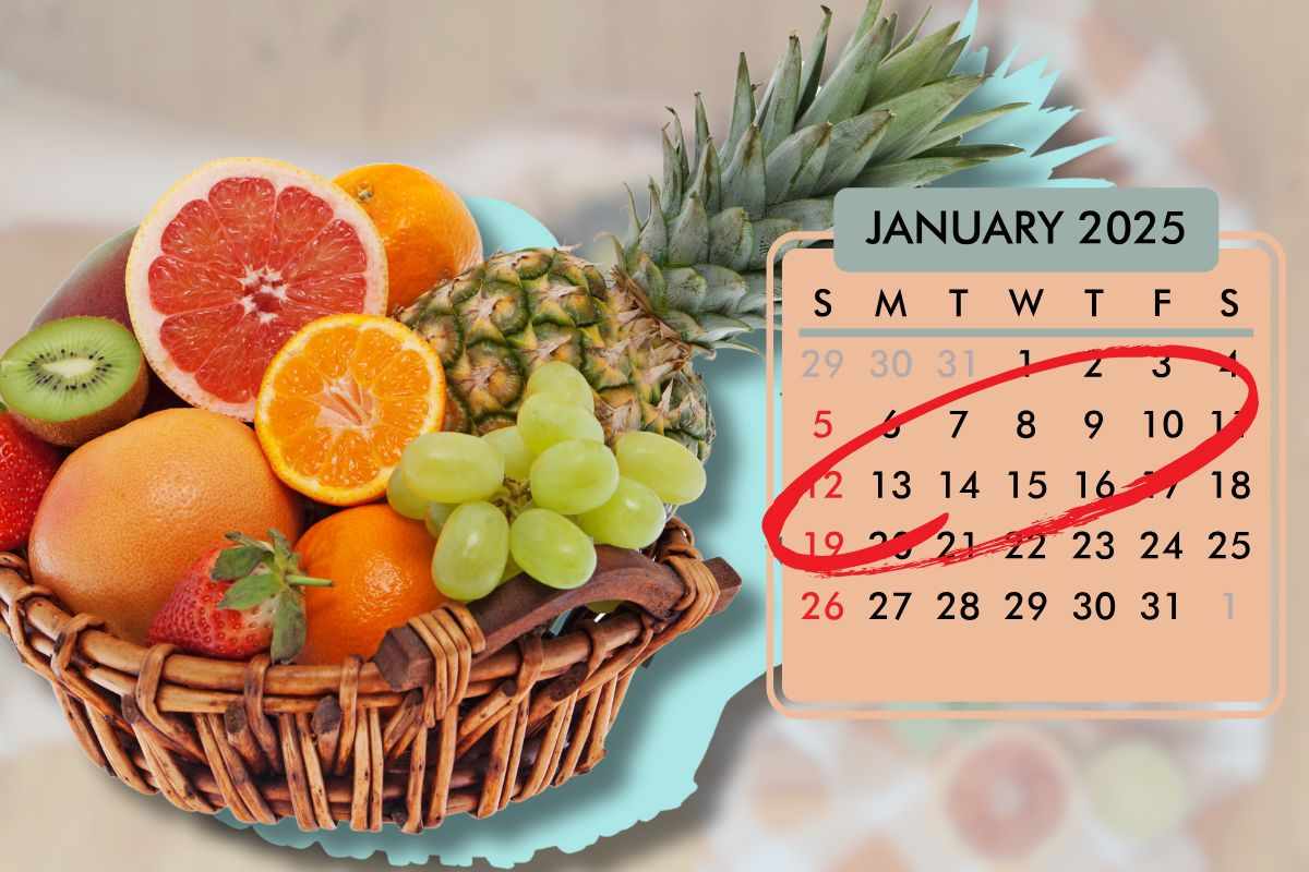 cesto di frutta e calendario