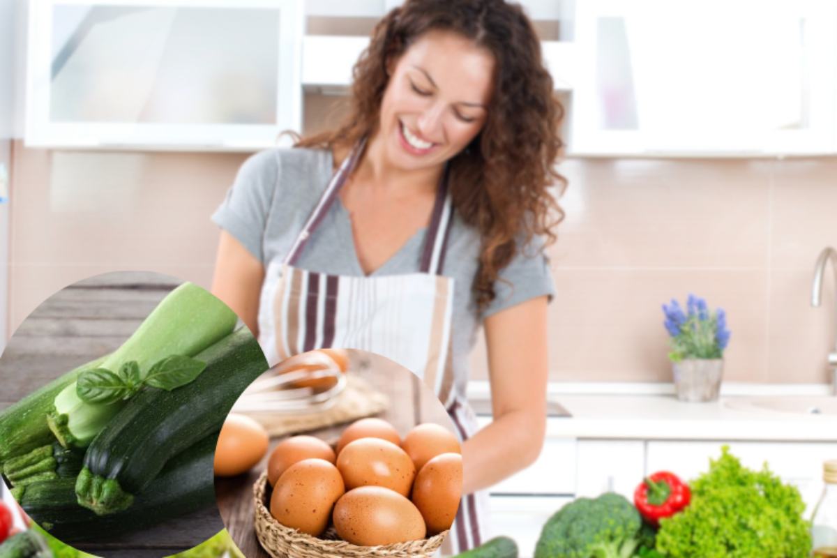 donna cucina zucchine uova