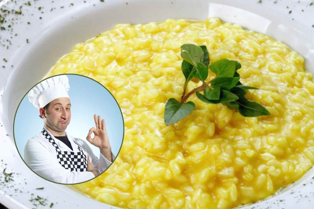 piatto di risotto e chef