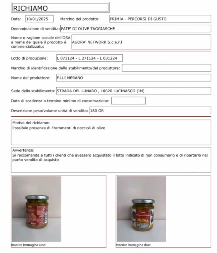 Richiamo alimentare