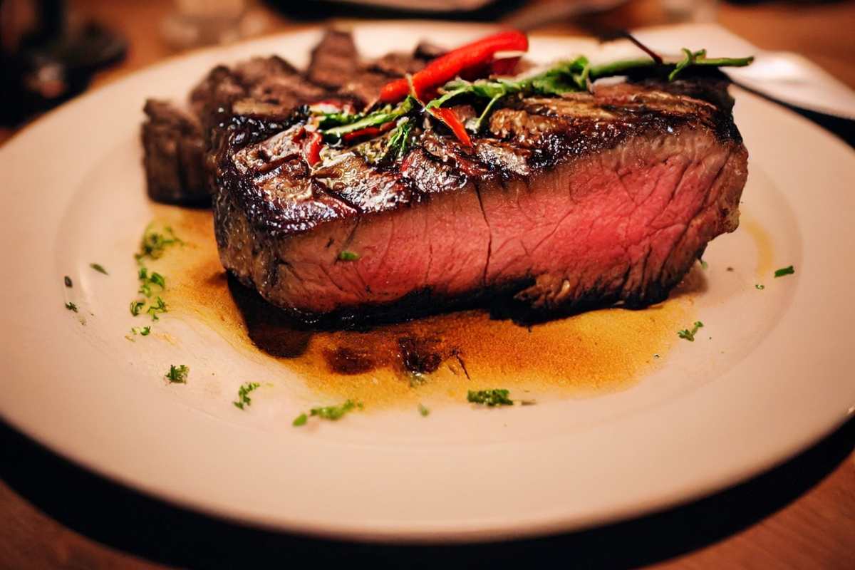 filetto di carne al sangue con sopra del peperoncino