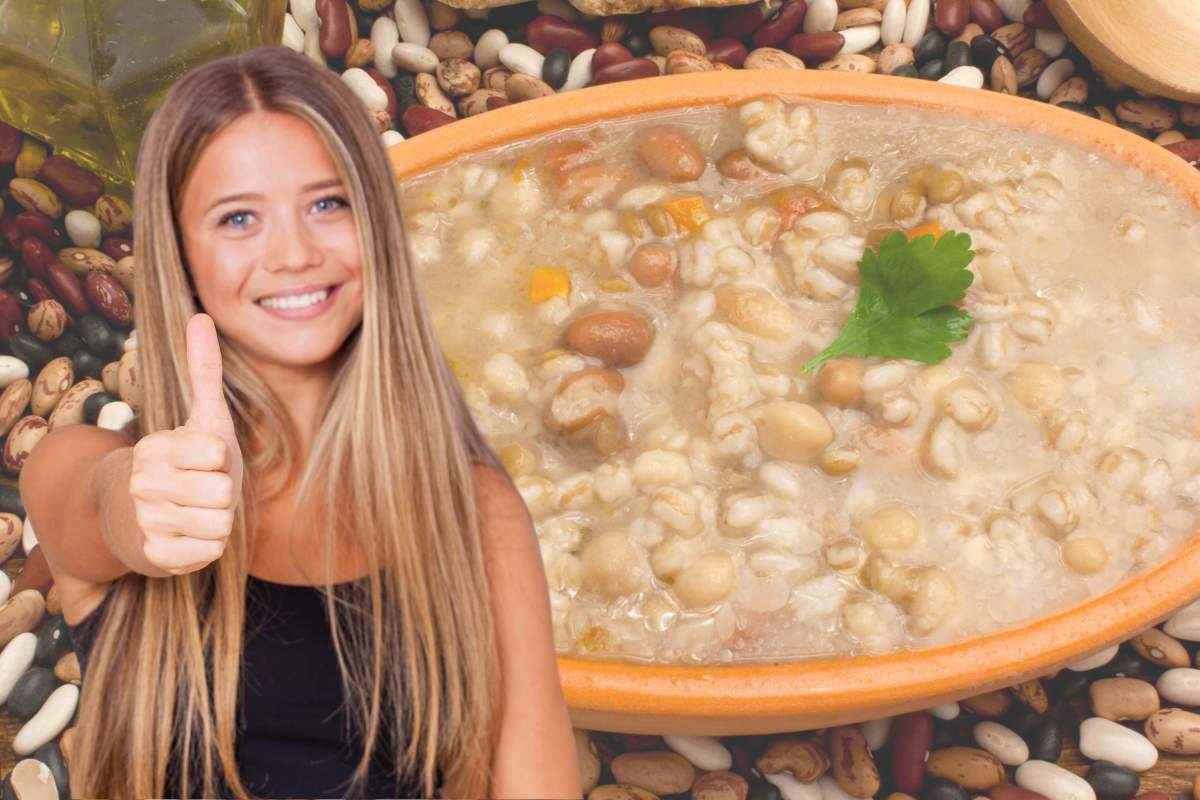 Ragazza e zuppa di legumi