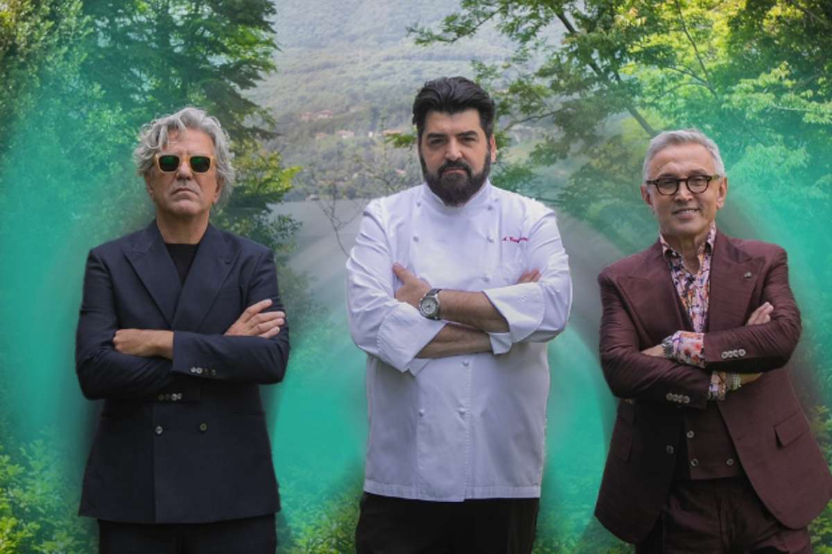 giorgio locatelli, antonino cannavacciuolo e bruno barbieri uno accanto all'altro