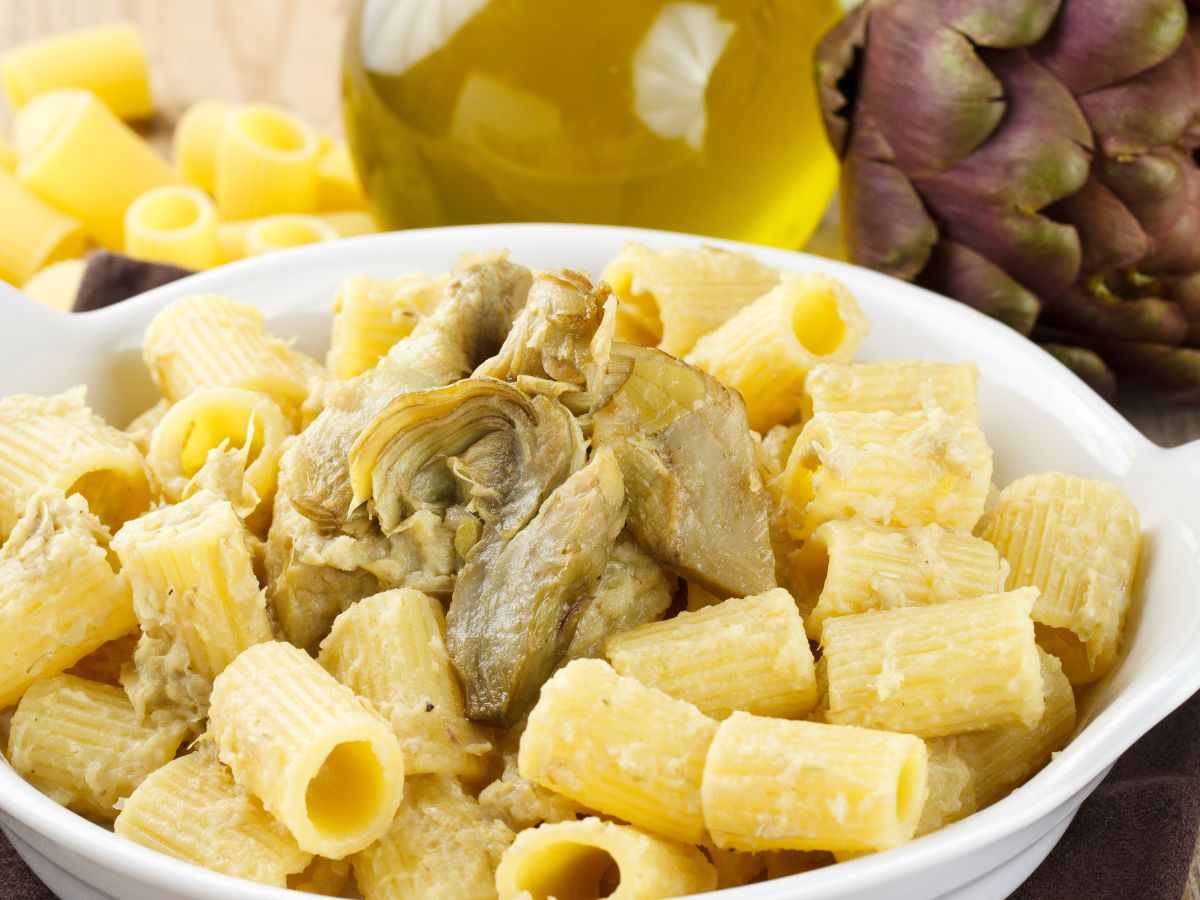 pasta con carciofi cremosa