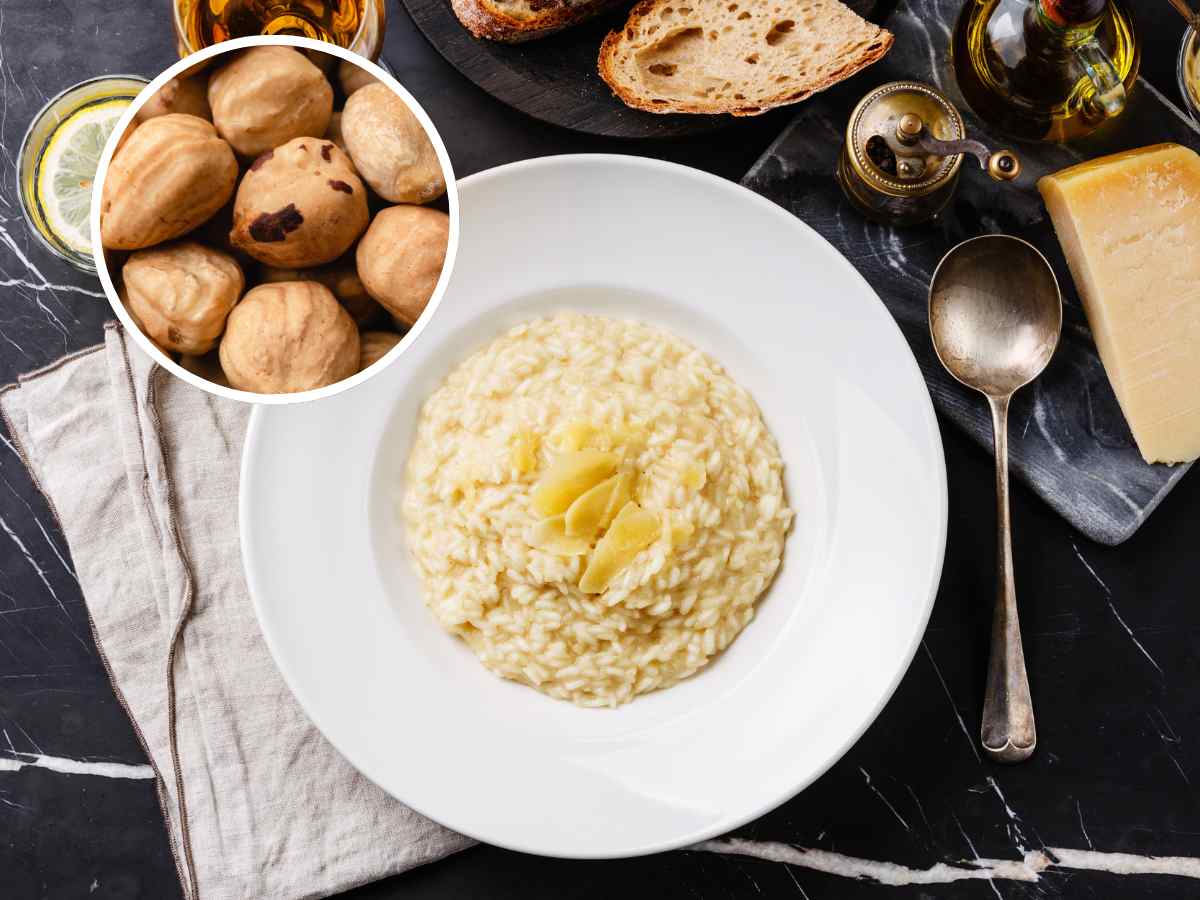 risotto con formaggio e nocciole