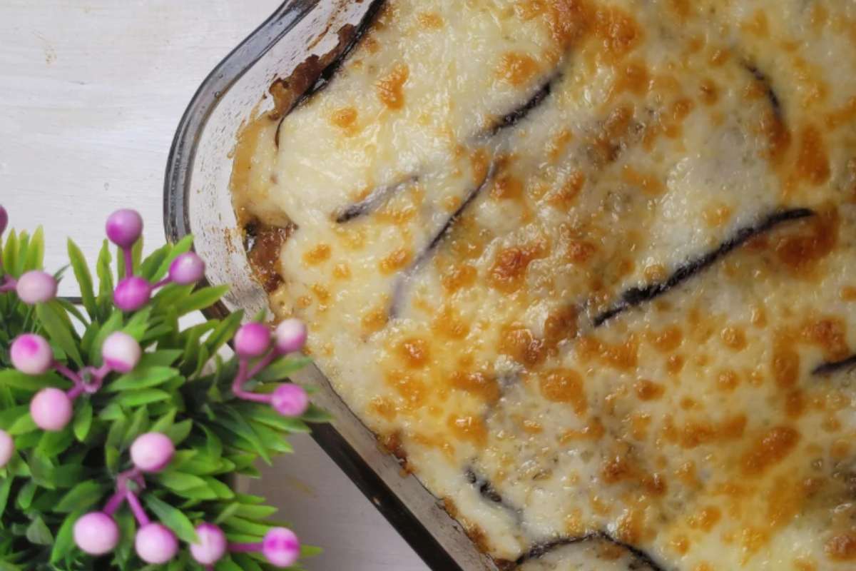 torta rustica di melanzane in pirofila di vetro